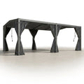 Aluminum Louvered Pergola Built to Weather Any Storm, 12X20 Size, Adjustable Rainproof Roof, Waterproof Curtains