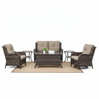Patio Furniture Set Built for Year-Round Comfort, 8 Pieces, Swivel Rocking Chairs, Wicker Construction