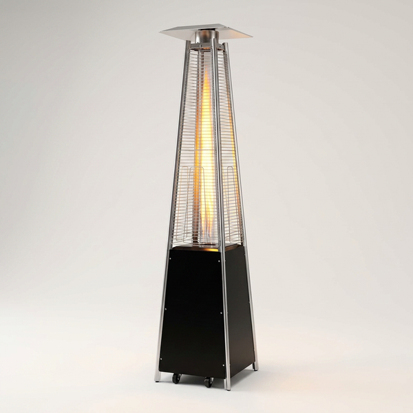 48,000 BTU Steel Propane Standing Pyramid Patio Heater with Wheels Ideal for Backyard Balcony 6-8 People — Studio Shot