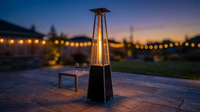 48,000 BTU Steel Propane Standing Pyramid Patio Heater with Wheels Ideal for Backyard Balcony 6-8 People — Lifestyle