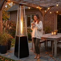 48,000 BTU Steel Propane Standing Pyramid Patio Heater with Wheels Ideal for Backyard Balcony 6-8 People — Lifestyle