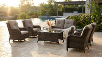 8 Pieces Patio Furniture Sets with Swivel Rocking Chairs,High-Back Rattan Patio Outdoor Conversation Set with 2-Seat Sofa & Coffee Table for Porch Deck Backyard Poolside — Lifestyle