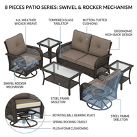 8 Pieces Patio Furniture Sets with Swivel Rocking Chairs,High-Back Rattan Patio Outdoor Conversation Set with 2-Seat Sofa & Coffee Table for Porch Deck Backyard Poolside — How It Works