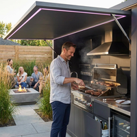 Customized Multi Functional Outdoor Kitchen BBQ Pod with Shelter Moisture Resistant Stainless Steel Outdoor Kitchen Patio Shed — Lifestyle