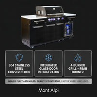 Premium 70" Black Stainless Steel Outdoor Kitchen Island with Refrigerator + 32"W 4-Burner BBQ Grill with Rear Burner — Results & Stats
