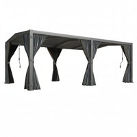 Aluminum Louvered Pergola Built to Weather Any Storm, 12X20 Size, Adjustable Rainproof Roof, Waterproof Curtains